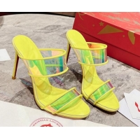 Charming Christian Louboutin Just Loubi PVC Heel Slide Sandals 10cm Yellow 605005