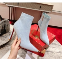 Best Product Christian Louboutin Condora Ankle Booty 10cm in Suede Paseo Blue 809001