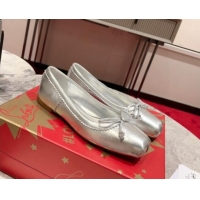 Charming Christian Louboutin Mamadrague Ballerinas Flat in Nappa Leather Silver 915036