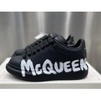 Discount Alexander McQueen Oversized Sneakers in Signature Print Silky Calfskin Black 110275