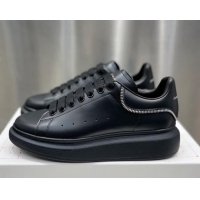 Perfect Alexander McQueen Oversized Sneakers in Silky Calfskin with Zip Heel Tab Black 110277