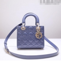 Top Quality Dior Small Lady Dior Bag in Patent Leather CD2802 Blue 2023