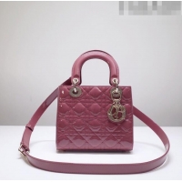 New Style Dior Small Lady Dior Bag in Patent Leather CD2802 Bean Paste Pink 2023