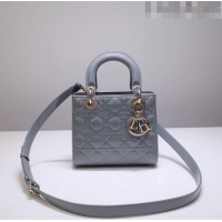 Low Cost Dior Small Lady Dior Bag in Patent Leather CD2802 Grey 2023