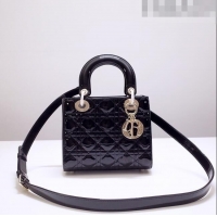 Super Quality Dior Small Lady Dior Bag in Patent Leather CD2802 Black 2023