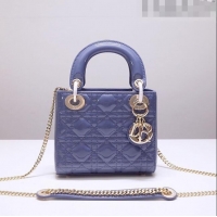 Best Quality Dior Mini Lady Dior Bag in Patent Leather CD2808 Light Blue 2023 (Two Straps)