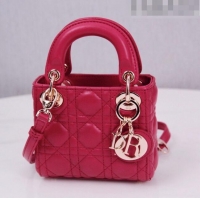 Famous Brand Dior Micro Lady Dior Bag in Cannage Lambskin CD2821 Pink 2023