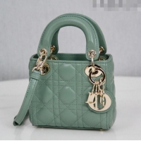 Buy Fashionable Dior Micro Lady Dior Bag in Cannage Lambskin CD2821 Green 2023