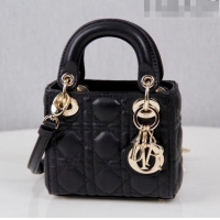 Well Crafted Dior Micro Lady Dior Bag in Cannage Lambskin CD2821 Black 2023