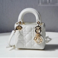 Good Product Dior Micro Lady Dior Bag in Cannage Lambskin CD2821 White 2023