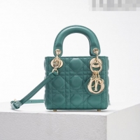 Top Grade Dior Micro Lady Dior Bag in Cannage Lambskin CD2821 Green 2023