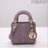 Buy Cheapest Dior Micro Lady Dior Bag in Cannage Lambskin CD2821 Grey 02 2023