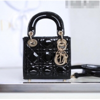 New Design Dior Micro Lady Dior Bag in Patent Leather CD2822 Black 2023