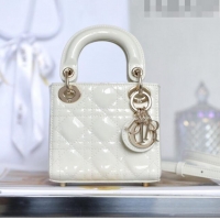 Low Cost Dior Micro Lady Dior Bag in Patent Leather CD2822 White 2023