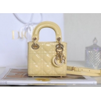 Buy Fashionable Dior Micro Lady Dior Bag in Patent Leather CD2822 Yellow 2023