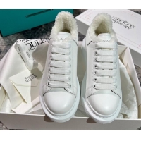 Classic Specials Alexander McQueen Oversized Sneakers in Silky Calfskin and Wool White 2120302