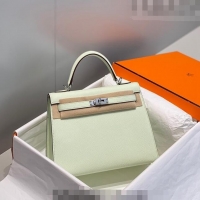 New Style Hermes Epsom Kelly Bag 25cm/28cm in Calfskin Leather H25 Bubble Green/Silver 2023