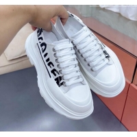 Trendy Design Alexander McQueen Tread Slick Canvas Lace Up Sneakers White/Black 013056