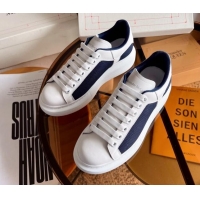 Stylish Alexander McQueen Oversized Sneakers in Mesh and Leather White/Navy Blue 0228123