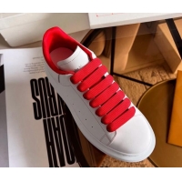 Best Price Alexander McQueen Oversized Sneakers in White Calf Leather Red 0228126