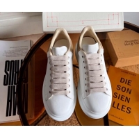 Stylish Alexander McQueen Oversized Sneakers in Mesh and Leather Beige 228127