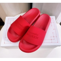 Hot Style Alexander McQueen PU Flat Slide Sandals Red 030105