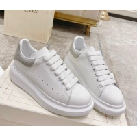 Buy Luxury Alexander McQueen Oversized Sneakers with Stone-embossed Heel White/Light Grey 614083