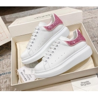 Best Price Alexander McQueen Oversized Sneakers with Glitter Heel White/Pink 614093