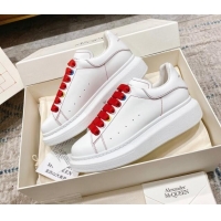 Good Taste Alexander McQueen Oversized Sneakers with Calf Leather Heel White/Red 614100