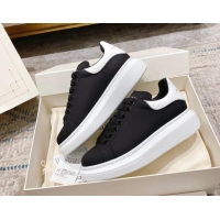 Beautiful Alexander McQueen Oversized Sneakers with Calf Leather Heel White/Black 614106