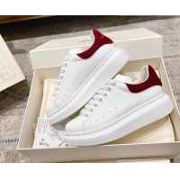 Shop Duplicate Alexander McQueen Oversized Sneakers with Suede Heel White/Burgundy 614115