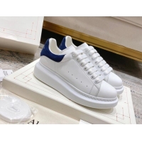 Good Looking Alexander McQueen Oversized Sneakers with Suede Heel White/Dark Blue 614117