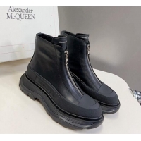 Low Price Alexander McQueen Tread Slick Zip Boot in Leather Black 926001