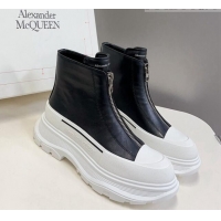 Good Product Alexander McQueen Tread Slick Zip Boot in Leather Black/White 926002