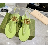 Sophisticated Gucci Leather Double G Flat Thong Sandals Light Green 620069