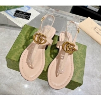 Lowest Price Gucci Leather Double G Flat Thong Sandals Nude 620070