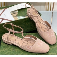 Big Discount Gucci Double G Ballet Flat in Jumbo GG Canvas Nude Pink 703098