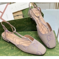 Unique Style Gucci Double G Ballet Flat in Jumbo GG Canvas Purple 703102