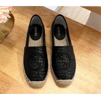 Purchase Gucci Interlocking G Espadrilles in Raffia Straw Black 711044