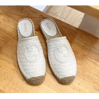 Most Popular Gucci Interlocking G Espadrille Flat Mules in Raffia Straw White 711041