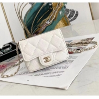 Super Quality Chanel Caviar Quilted Leather Mini Wallet On Chain AP8891 White