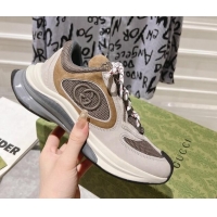 Grade Quality Gucci Run Trainer Sneakers in Mesh and Leather with Interlocking G Grey 711080