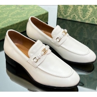 Most Popular Gucci Leather Loafers 3cm with Interlocking G White 711082