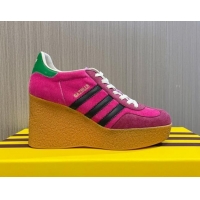 Popular Style adidas x Gucci Wedge Platform Sneakers 9cm in Pink Suede 718100