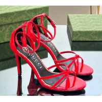 Low Cost Gucci Strappy High Heel Sandals 8.5cm in Patent Leather Red 0718107