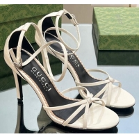 Purchase Gucci Strappy High Heel Sandals 8.5cm in Patent Leather White 718108