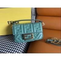 Famous Brand Fendi Baguette Mini Nappa Leather Bag 0191M75 Light Green 2023