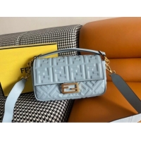 Unique Grade Fendi Baguette Medium Nappa Leather Bag 600M85 Light Blue 2023