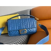 Famous Brand Fendi Baguette Medium Nappa Leather Bag 600M85 Blue 2023