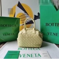 Free Shipping Bottega Veneta Mini Bauletto Top Handle Bag in Intreccio Leather 764535 Yellow 2023